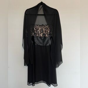 JS Boutique Black Formal Dress with sheer shawl Size 16